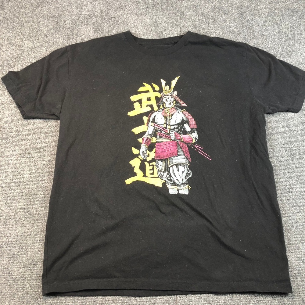 Black Samurai Warrior Graphic T-Shirt Men's Size Large
